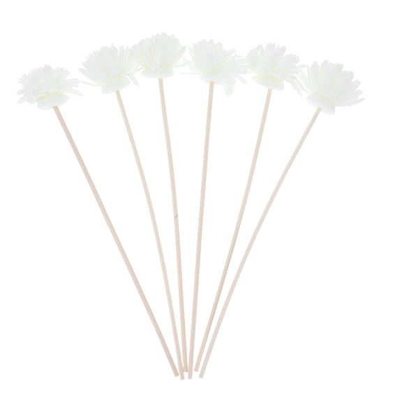 TAILTOSS 6-Pack Beige Rattan Reed Diffuser Replacement Sticks with Handmade Decorative Flower for Home Fragrance Scent
