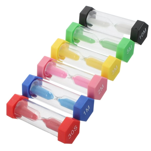 FRCOLOR 6 Pcs Children Hourglass Timer Set 6 Colors Plastic Sand Timers 1/2/3/5/10 Minutes For Kids Birthday Classroom And Home Use