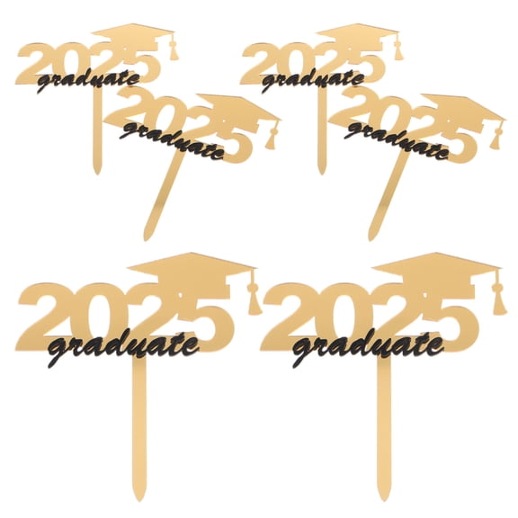 FRCOLOR  6 Pcs Congratulations Grad Cake Topper Graduation Party Supplies Golden