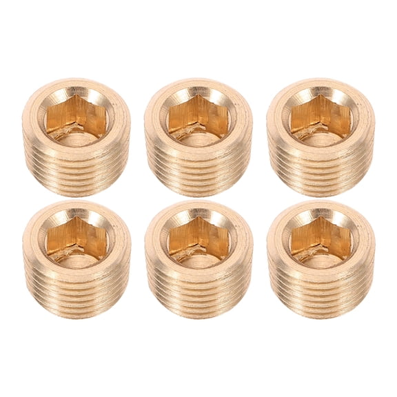 FRCOLOR 6 Pcs Copper Plug Pipe Compressor Internal Thread Socket Golden