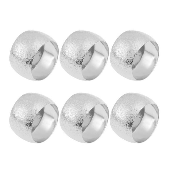 PAMINGONO 6Pcs Metal Napkin Rings Silver Round Shape Serviette Holder for Romantic Party Decor