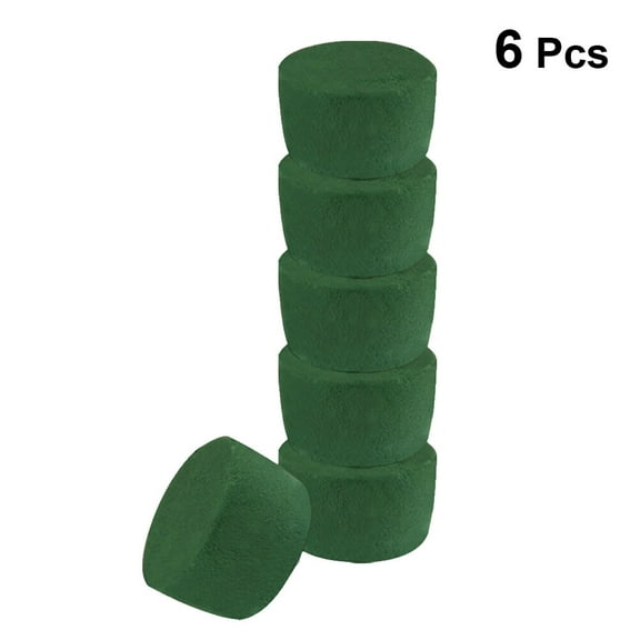 Green Floral Arrangement Kit 6pcs Round Flower Foam Blocks Floral Foam Bricks Round Flower Arrangement Kit Wedding Aisle Flowers Party Decoration (Green)
