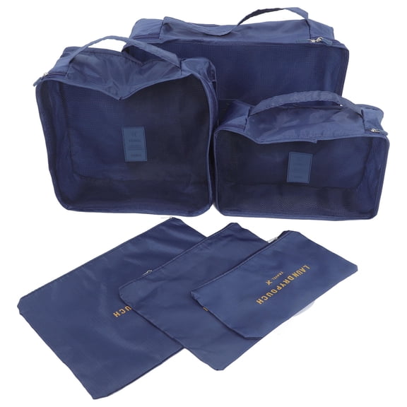 LABSERRON 6pcs Multi Functional Clothes Storage Bag Set with Double Zipper, Blue