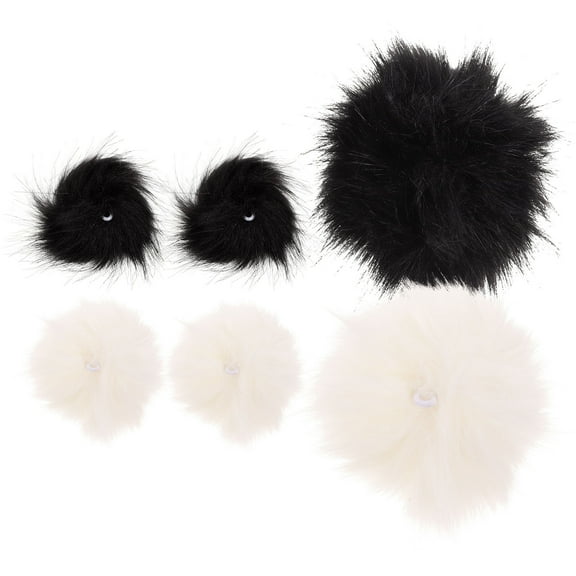 LABSERRON Artificial Fur Pom Poms White Handmade Crafts 6Pcs