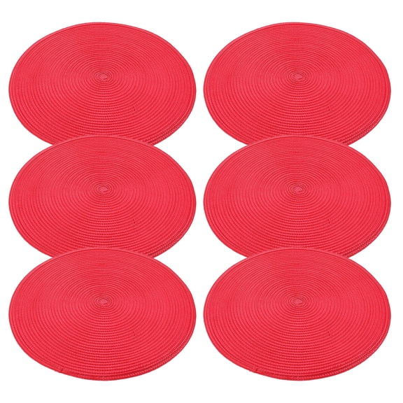 FRCOLOR 6 Pcs Handmade Place Mats Pliers Chisel Woven Placemats 32.00X32.00X0.30CM Red