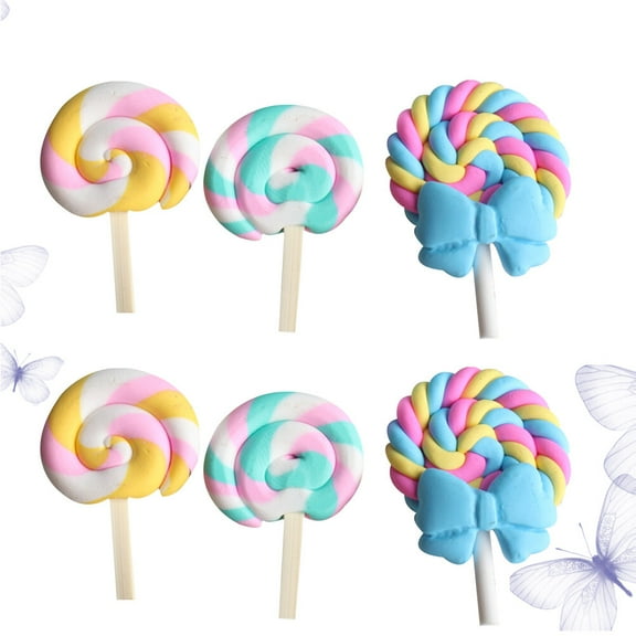 FRCOLOR  6 Pcs Lollipop Accessories Phone Shell Spice Labels Stickers Artificial Fruits for Decoration Candy