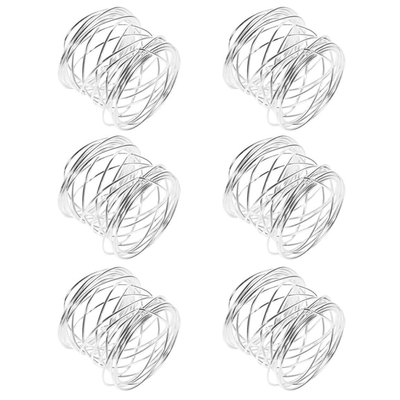 FRCOLOR  6 Pcs Napkin Ring Set Silver Napkins Chrome Holder Rings Banquet