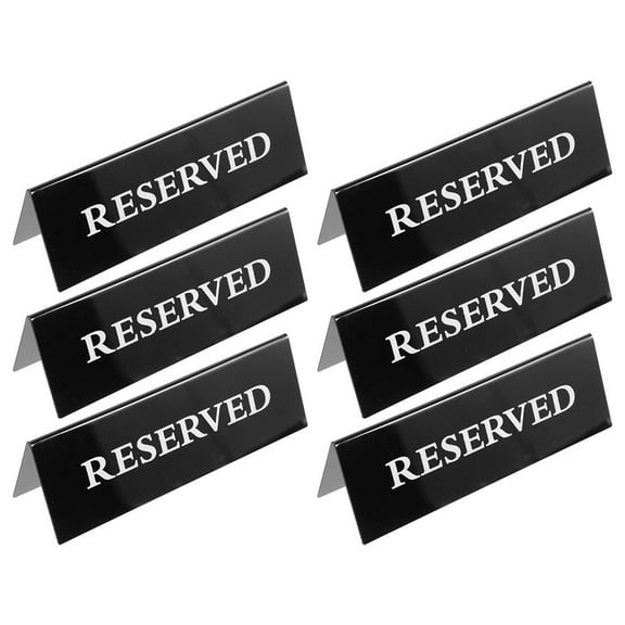 WASHWEPE Reserved Table Sign Acrylic Black 6Pcs 5.9x1.9x1.6in