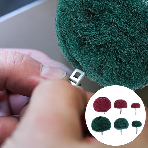 FRCOLOR  6 Pcs Polished Drill Scouring Pad Sanding Head Polishing Red