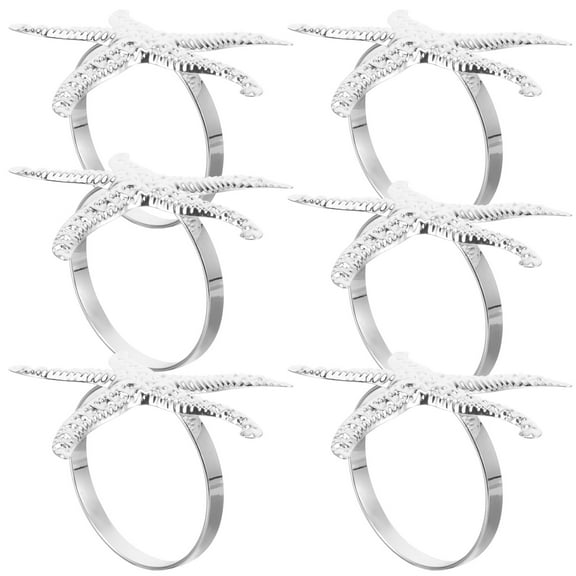 FRCOLOR  6 Pcs Serviette Buckles Napkin Holders Paper Rings Fan Rustic Banquet Silver