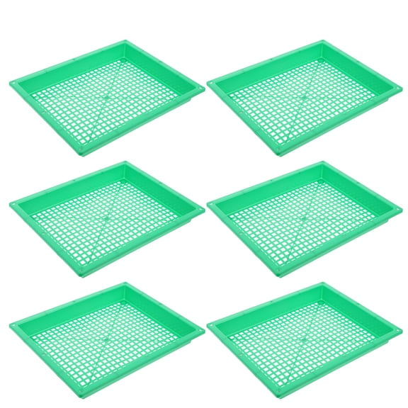 LABSERRON Microgreens Growing Tray Plant Germination Trays Green Plastic 6Set 11.6X9.3In