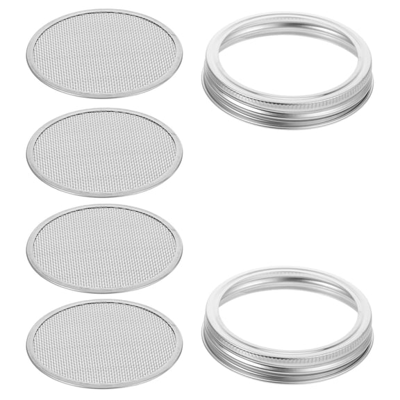FRCOLOR 6 Pcs Stainless Steel Sprouting Jar Lid Kit Regular Mouth Mason Jar Strainer Screen For 86mm Canning Jars And Growing Broccoli Alfalfa Beans