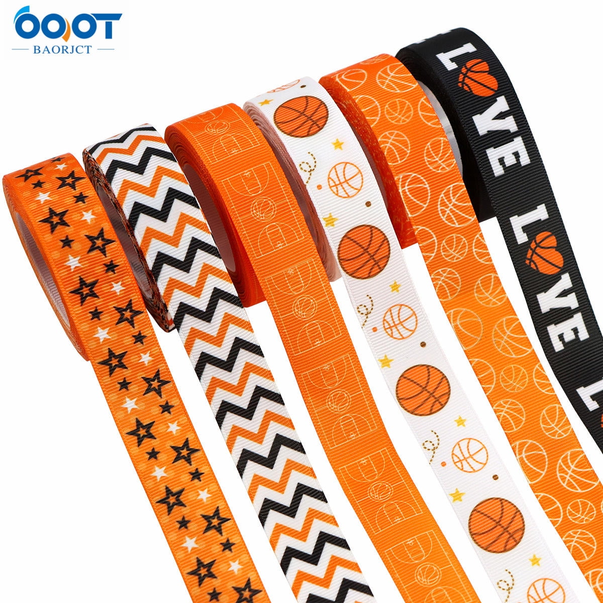FRCOLOR 6 Rolls Basketball Themed Ribbon for DIY Crafting Sports ...