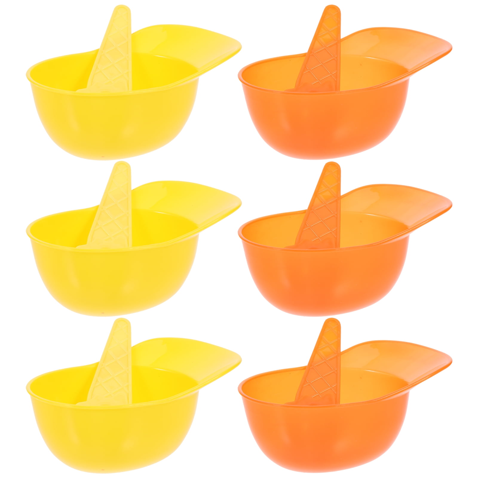 FRCOLOR 6 Sets of Plastic Ice Cream Bowls Spoons Baseball Hat Shape