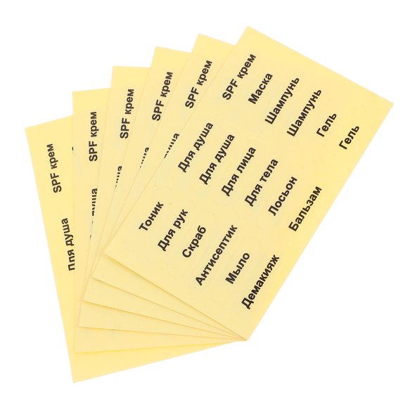 FRCOLOR 6 Sheets Bathroom Toiletries Bottle Russian Labels Shampoo Conditioner Dispenser Bottle Labels Bathroom Dispenser Bottle Sticker Waterproof Labels For Bathroom