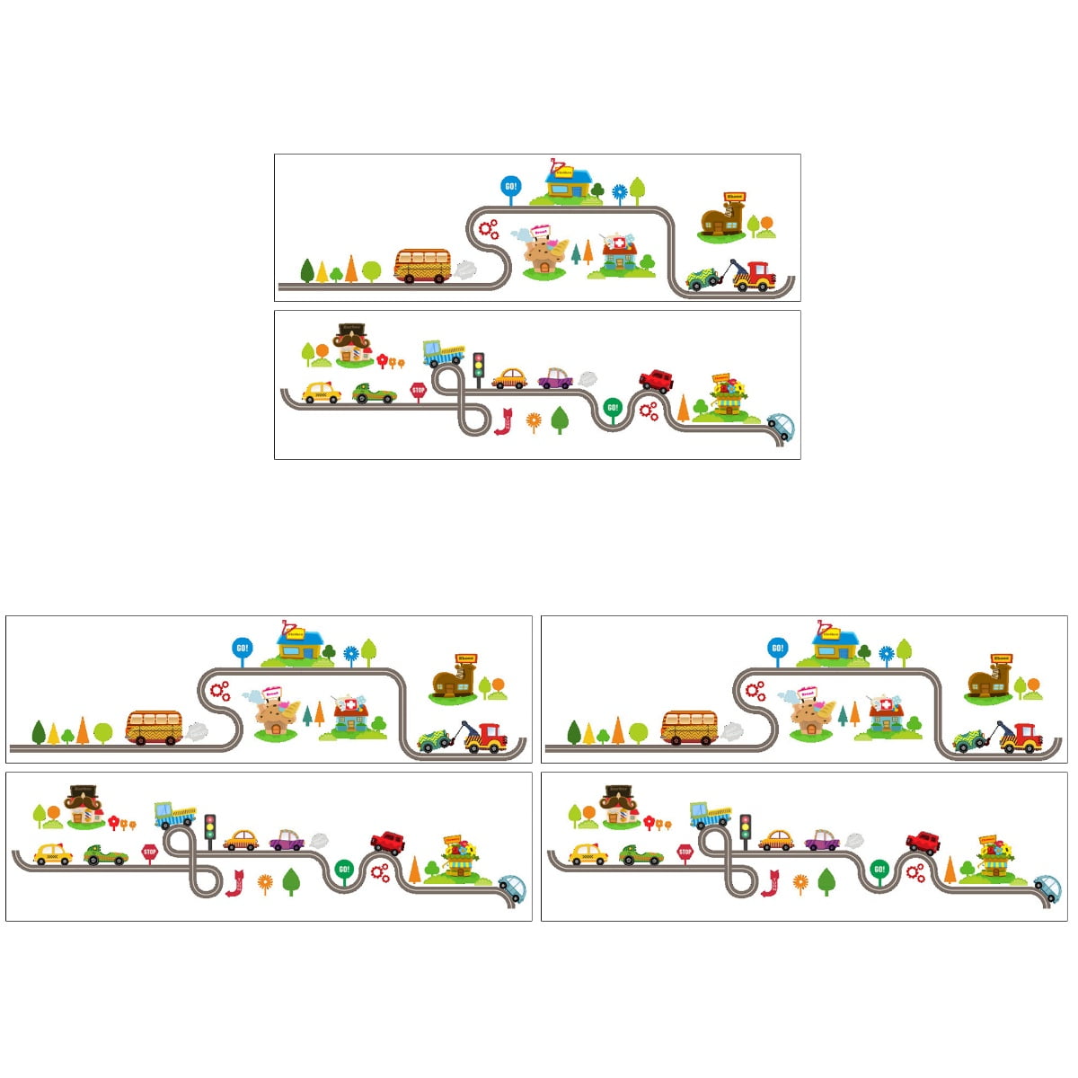 FRCOLOR 6 Sheets Cartoon Wall Sticker Rail Car Sticker Lovely Kids Room ...
