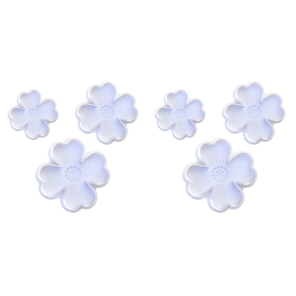 FRCOLOR 6-Piece Four Leaf Spring Plunger Cookie Molds Set for Sugar Cookies, Fondant, Cake Decorating Tools in White