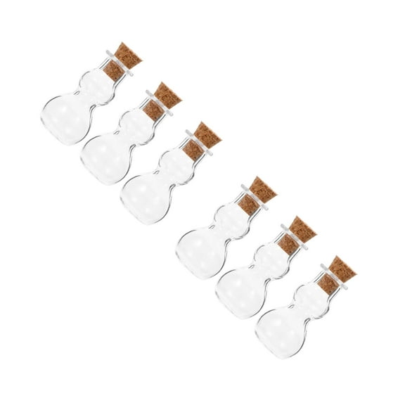 FRCOLOR 6 pcs  Gourd Shape Wishing Bottles Transparent Glass Jars Corked Drift Bottles