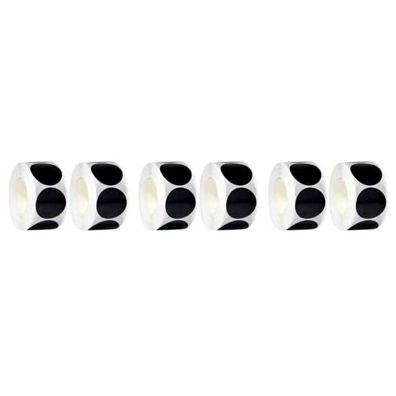 FRCOLOR 6 pcs Round Black Dot Stickers Roll Sealing Circle Labels for Office Classroom Kitchen Pantry Permanent Adhesive Blank Writing Labels for Spice Jars 25mm