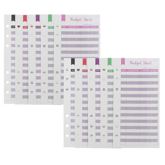 FRCOLOR Portable Sheets with Expense Tracker 60 Sheets Cards for Cash Binder Refills