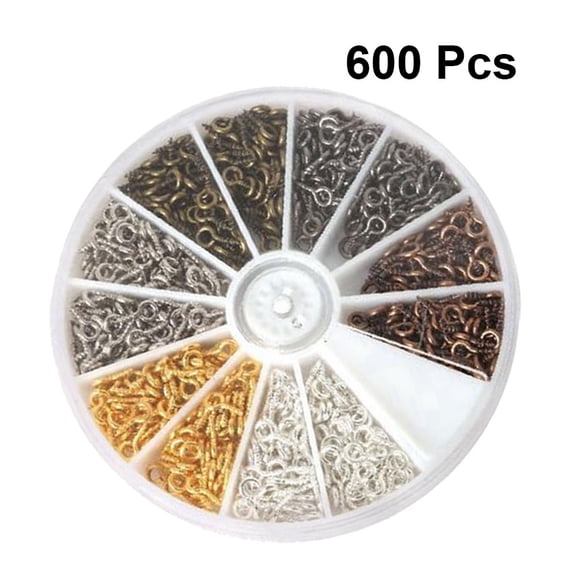 FRCOLOR 600Pcs Mixed Color Screw Eye Bails Easy to Use Threaded Hooks for Crafting