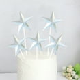 thumbnail image 1 of FRCOLOR 60pcs Silver 3D Star Cake Picks Aluminium Foil Paper Party Cupcake Topper for Birthday Decor, 1 of 8