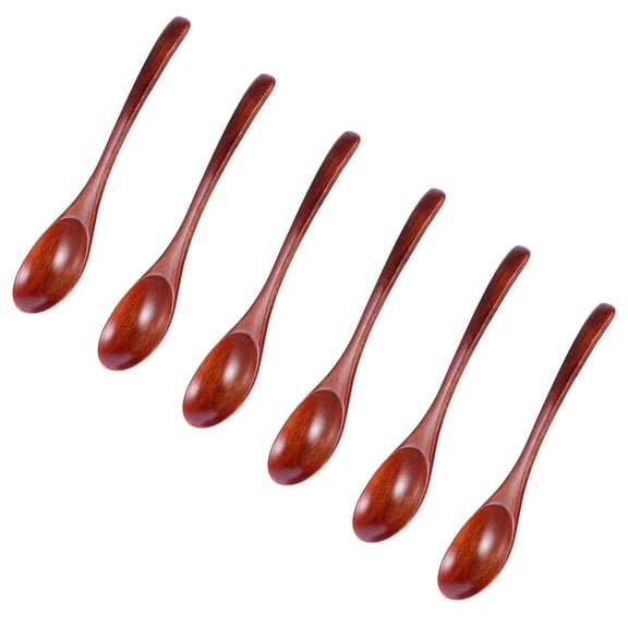 TAILTOSS 6-Piece Wooden Soup Serving Spoons Set, Synthetic Material, Kitchen Utensils for Soup and Stews
