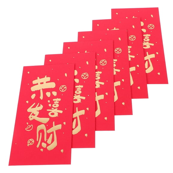WRISTBIQUE Spring Festival Red Envelopes Red Paper 6Pcs 6.6X3.5In