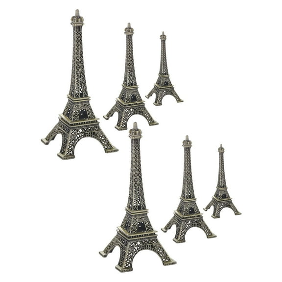 FRCOLOR 6pcs Alloy Mini Eiffel Tower Statue: Metal Eiffel Tower Figurine Vintage Desktop Ornament For Table Centerpiece Home Decoration Souvenir