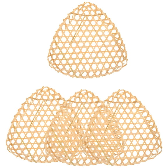 LABSERRON Bread Basket Bamboo Woven Triangle Beige 6Pcs 8.25X8.25X1.18in