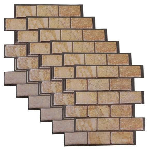 FRCOLOR 6pcs Brown Brick Wallpaper Self Adhesive Peel And Stick Wallpaper Waterproof And Removable For Home Decoration And Furniture Renovation 11.79x11.79in