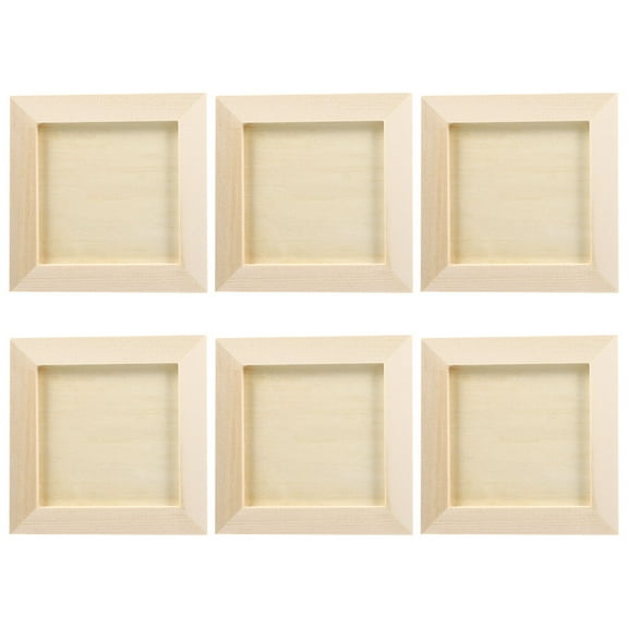 FRCOLOR 6pcs Clay Picture Frames DIY Wooden Craft Frames for Kids Art Projects Supplies Unfinished Wood Photo DIY Kit for Home Decoration 10X10CM