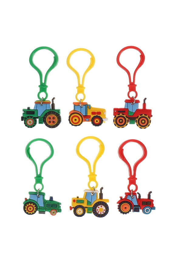 6pcs Farm Tractor Keychain Cute Cartoon Key Ring for Backpack Pendant Decoration Harvest Season Keychain for Boys and Girls
