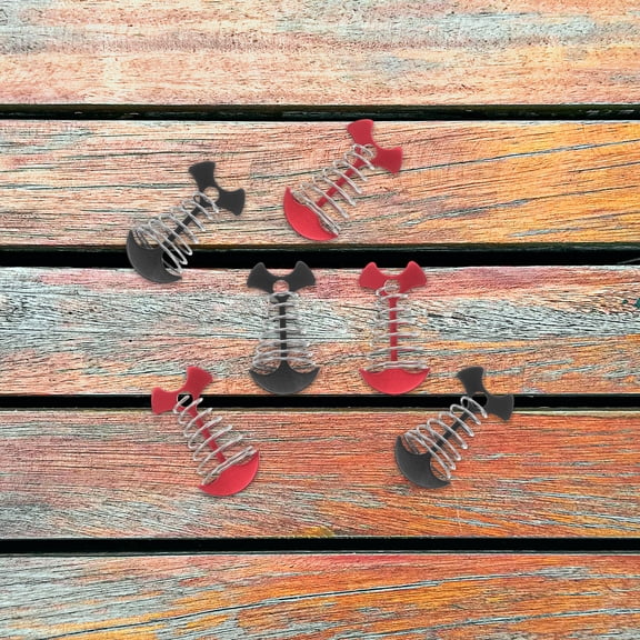 KAKOWELY Fence To Wall Anchor Fishbone Deck Anchor Pegs Stainless Steel Red 6Pcs