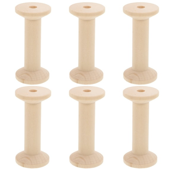 FRCOLOR 6pcs Large Unfinished Wooden Spools for Sewing Crafts Empty Thread Spools for Wire Weaving, Wood Spools for Embroidery Ribbon