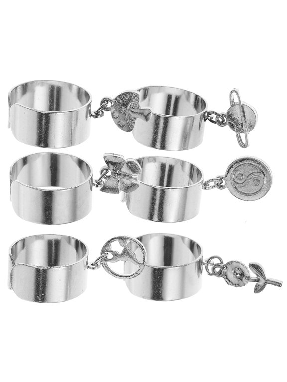 Women Jewelry Rings Iron Pendant Decor 6Pcs Chic Adjustable