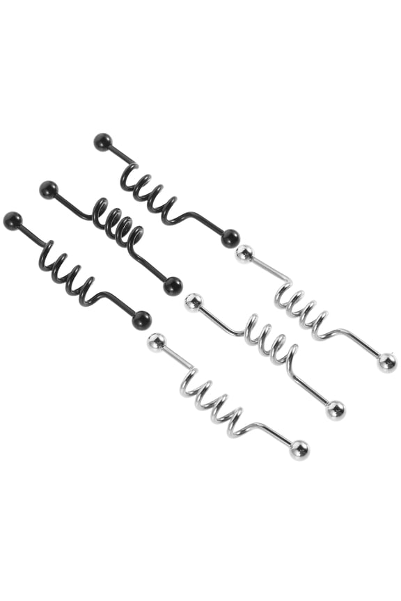 6pcs Stylish Spiral Barbell Earrings For Cartilage Stainless Steel Industrial Piercing Jewelry Studs For Women For Everyday Use And Celebrations