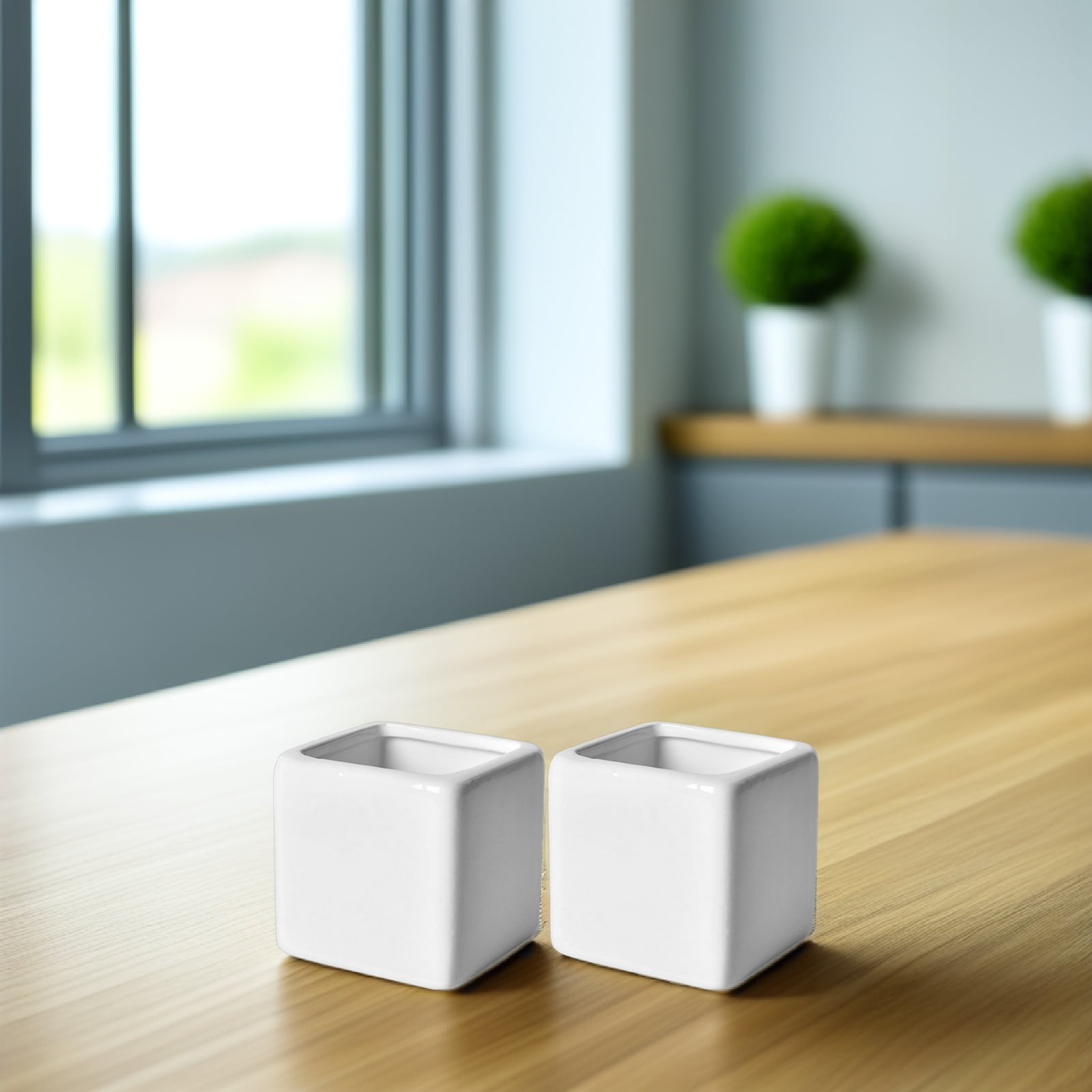 FRCOLOR 6pcs White Ceramic Square Flower Pots Indoor Succulent Planter ...