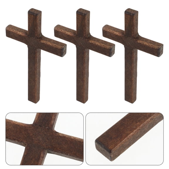 FRCOLOR 6pcs Wooden Rustic Cross Adornments Handheld Small Cross Props