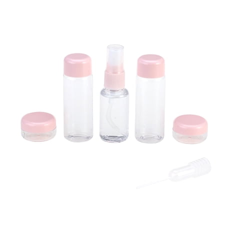 7pcs Travel Bottle Set Toiletries Liquid Containers Leak Proof Cosmetic Makeup Holder Bottles with Bag (Pink)
