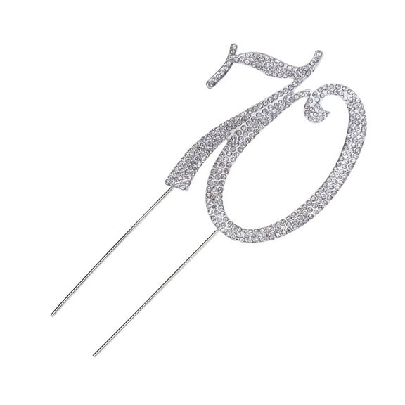 FRCOLOR 70 Cake Topper for 70th Birthday Party or Anniversary Crystal Rhinestones Decorative Cake Topper for Party Supplies (Silver)