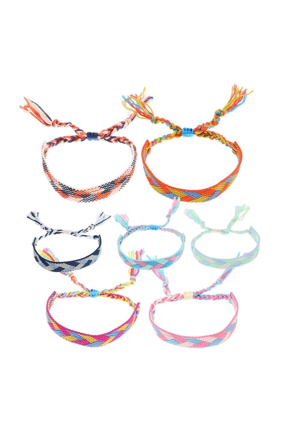 7Pcs Stylish Assorted Color Thread Friendship Bracelets Wrist Ankle Adjustable