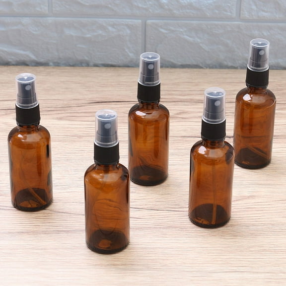 FRCOLOR 7Pcs Glass Spray Bottle Emulsion Subpackaging Bottle Press Pump Essential Oil Container Brown (30ml)