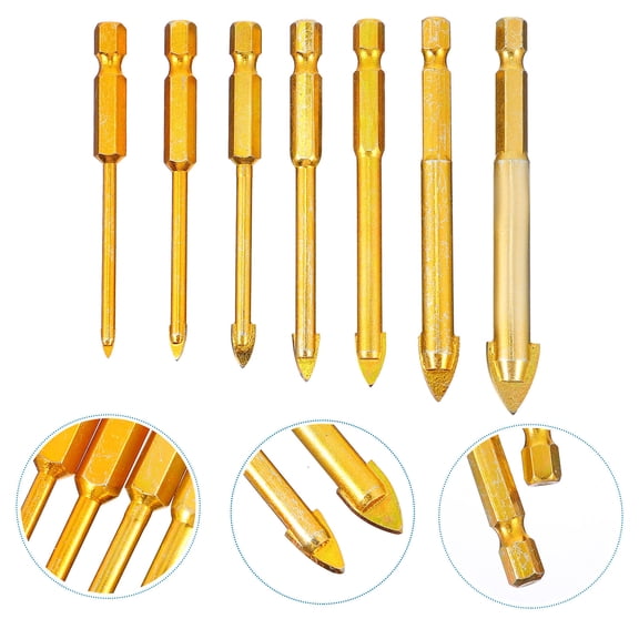 PAMINGONO Drill Bit For Tile Golden 7Pcs Carbide For Glass Drilling