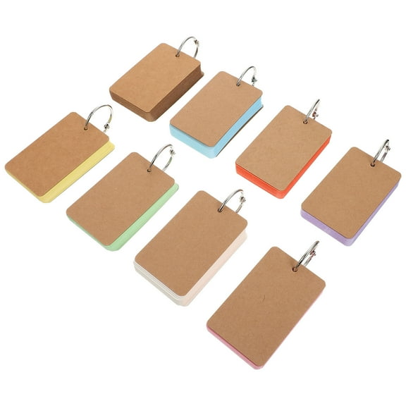 FRCOLOR 8 Books Index Cards with Ring Iron Hoop Loose-Leaf Note Daily Memo Office