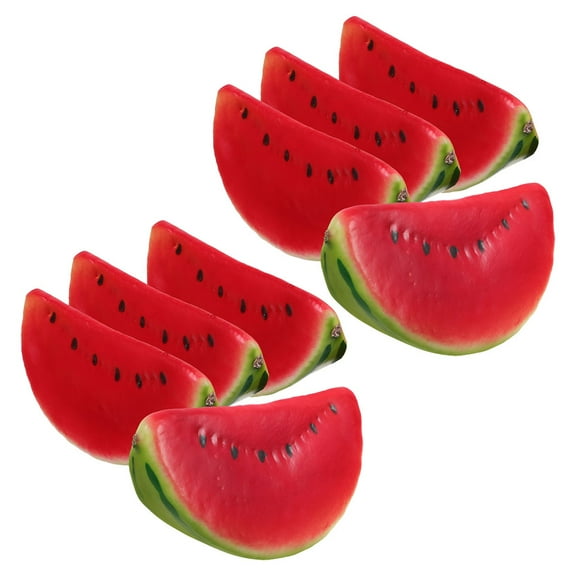 FRCOLOR  8 Pcs Artificial Watermelon Slices Craft Birthday Fruit Red