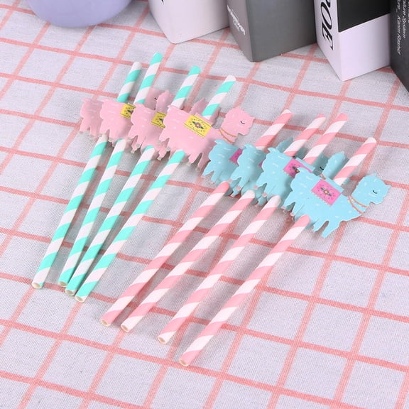 FRCOLOR 8 Pcs Biodegradable Paper Straws Alpaca Paper Straws Child 19.5*0.5cm