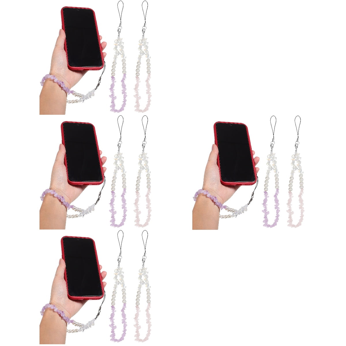 FRCOLOR 8 Pcs Charm Chains Crystal Stones Beads Lanyards Wrist Straps -Lost Strings Bracelets Accessories