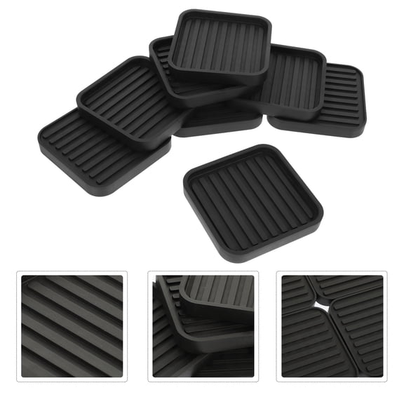 FRCOLOR  8 Pcs Furniture Non-slip Mat Bed Table Leg Riser for Casters Pads Legs Black