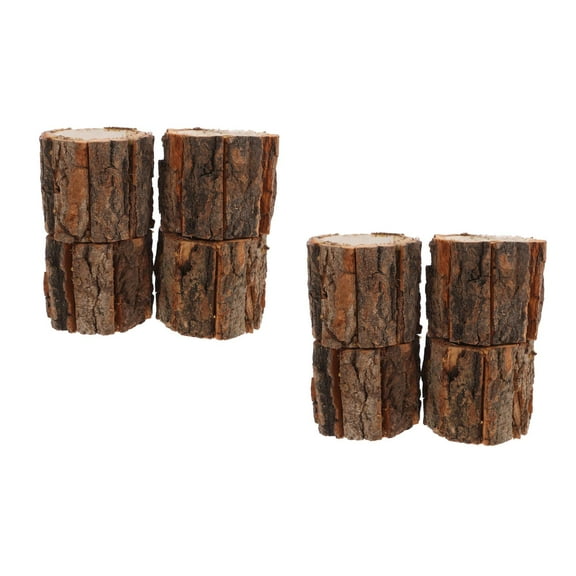 FRCOLOR 8 Pcs Wood Flower Container Bark Flower Pot Small Wooden Bucket Barrel Planters